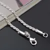 New 3MM Twisted Rope chains For women men 925 sterling silver Choker necklaces Jewelry in Bulk 16-30 inches