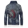 2020 Neue Herren039s Jeans Zweiteiliges Set Schlanke bestickte indische Langarm-Jeansjacke Stretchhose Punk-Stil High Street Ja4728496