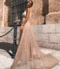 Cheap Deep V Neck Sequined Prom Dresses Tulle Backless Robe De Soiree New Spaghetti Straps Long Party Gowns Abendkleider Evening D9483176