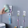 Stainless Steel Toothbrush Holder Punch-free Wall Mount Bathroom Toothbrush Toothpaste Rack Home Bath Accessories Shelf HHA1185