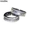 Vecalon 3 Farben Handgemachte Fingerring 925 Sterling Silber Diamant Party Hochzeit Band Ringe Für Frauen Männer Schmuck Geschenk