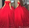 2019 Nowa Quinceanera Dress Księżniczka Arabski Dubaj Off Ramiona Słodkie 16 Wieków Długie Dziewczyny Prom Party Pagewant Suknia Plus Size Custom