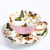 Bone China Coffee Cup Sets Colorful Butterfly Ceramic Tea Cups And Saucers British Office Teacup Porcelain Nice Gift