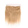 Peruvian Human Hair 13X4 Lace Frontal 27# Straight 13 By 4 Frontal Free Part 27 Color Honey Blonde Cheap Closures 10-24inch