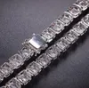 Labor Rubin Klarkette Armband Halskette 18inch 8inch 10mm Sonderanfertigungskette mit Verschlussschloss Hip Hop Micro Pave Cubic Zirkonia Diamanten Kette