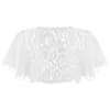 Kvinnor Kort Bell Sleeve Floral Lace Sheer Open Front Chiffon Shrug Cardigan Top Open Stitch Jackor Wedding Party Dress Shrug1