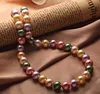 18-calowy Naturalny 10-11mm South Sea Mieszany Kolor Pearl Necklace 925 Silver Clipp