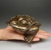 Antik bronz bakır üç ayak yedi şanslı kurbağa feng shui süsler zanaat hediye dekoratif süsler Ev Mobilya antika