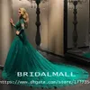 Zümrüt Yeşil Resmi Elbiseler Akşam Giyim 2019 Uzun Kollu Dantel Aplike Boncuk Artı Boyutu Balo Elbise Robe de Soiree Quinceanera Balo Abiye