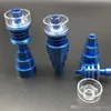 Titanyum Tırnak Gökkuşağı Renkli Dabber Aracı Kuvars Dish 10mm 14mm18mm Erkek Kadın 6 Arada 1 Domeless Gr2 Titanyum Tırnaklar WATE3903005