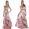 Vintage Country Pink Camo Suknie ślubne z krystalicznie z koralikami dekoltami Realtree A linia suknie ślubne Wedding Wears243a