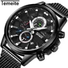 Temeite New Original Men's Watches Top Brand Sport Business Quartz Watch Men Clock Date Mesh Strap Wristraches Male Relogio