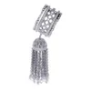 Fashion- 925 Sterling Silver Tassels Ring Fashion Jewelry for women Fine Jewelry for wedding with Crystal waterdrop Stone