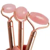 3 in 1 Natural Rose Quartz Roller Massager voor Gezicht Jade Roller Stone Face Massager Beauty Skin Care Tools Gezichtsmassage