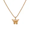 Butterfly Statement Necklaces Pendants Woman Chokers Collar Water Wave Chain Bib 24K Yellow Gold Filled Chunky Jewelry