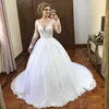 Illusion personnalisée manches longues robe de mariée robe de mariée robes de mariée 2019 avec appliques perlées couchage goulot de balayage robe de mariée de mariage