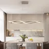Moderne hanger kroonluchter voor kantoor eetkamer keuken aluminium golf glans Avize moderne kroonluchter verlichtingsarmaturen