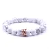 Crystal Crown Bracciale con fili di perline in pietra naturale Lave Rock White Howlite Diamond Bracciali Gioielli di moda per donna Uomo Will e Sandy 320165