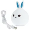 Children Night Light Lamp Silicone Touch Sensor Rabbit LED Lamps Color Changing Breathing Light Christmas Gifts Bedside Lamps8005639