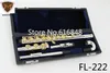 Nieuwe standaard studenten fluit fl-222 twee hoofden verzilverd lichaam gouden lak sleutel fluit 16 holes open C Key flute met case gratis verzending