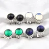 Luckyshine 925 Silver Plated Round Cut Vintage Blue sandstone Stud Earrings For Women Men Unique Charm Stud Free Shippings E0428 (10 Pair)