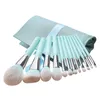 12pcs/set light blue handle makeup brush foundation eye shadow brush with bag makeup tool set 30 sets DHL