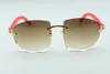 óculos de sol novos quentes A4189706-3 pernas de madeira vermelhos naturais, Fábrica de qualidade superior direto óculos de moda unissex