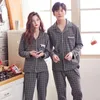 Bzel 격자 무늬 커플 잠옷 세트 여성 남자 pijama 면화 쌍 잠옷 커플 잠옷 밤 정장 Nightwear 여성 남성 홈 착용 T200111