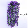 10st livlig violett orkidé ivy artificiell blomma hängande växt silke krans vinstockar för bröllop centerpieces dekorationer bukett krans