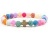 Nouveaux Bracelets colorés en Agate patinée Bracelets d'haltères croisés Bracelets plaqués argent pour hommes femmes cadeau