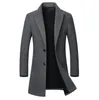 Winter Wool Jacket Men's High-quality Wool Coat casual Slim collar wool coat Men's long cotton collar trench coat T200312
