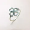 Wholesale-Romantic Lucky Clover Ring for 925 Sterling Silver CZ Diamond High Quality Lady Lucky Ring with Box Birthday Gift4584261