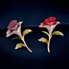 Nowy Moda Makowy Kwiat Broszki Pozłacane Rhinestone Rose Broszki Pins Prezenty Party Biżuteria Dla Kobiet Czerwony Fioletowy
