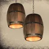 Creative Retro Distinctive Wood Wine Barrel Opknoping Armatuur Plafond Hanger Decoration Lamp Verlichting Bar Restaurant Cafe Plafondlamp