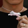 14K Iced Out Dog Pendant Halsband Cz CARACHER CARACHARACHAL DYRA PENDANTER Hiphop Jewelry Christmas Valentine's Day Gift