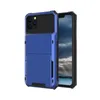 Defender Rugged Armor Silicone TPU Phone Cases For iPhone11 PRO MAX 8PLUS 7G 6S Galaxy NOTE10 PLUS Card Slot Girls Candy Color Holder Cover