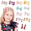 horse Flower Barrettes Bow Hair Clip cartoon Hair Bow With BB Clip kids Hair Accessories Boutique baby Sequin Glitter headwear C6553