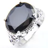 Luckyshine svart ovala kvinnor kristall zircon ring silver mode vintage rings smycken nytt