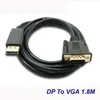 1.8M DP naar VGA Converter Kabel Adapter DP Male Naar VGA Male Kabels Adapter 1080P DP Connector voor MacBook HDTV Projector MQ50