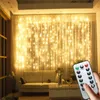 Remote control Window USB Curtain Lights Copper wire 3x3m 300 LED Fairy String Lights Christmas light Wedding Party Garland Decorations