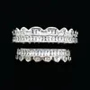 personalized White Gold CZ Cubic Zirconia Teeth Grills Hip Hop Vampire Bling Fang Grillz Iced Out Full Diamond Tooth Cap Mens & Womens