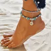 Strandconch boom van het leven yoga shell olifant anklet ketting voet meerlagige enkelbanden armbanden mode sieraden