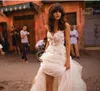 Многоярусная юбка-спагетти с открытой спиной плюс размер Элегантные свадебные платья для малышей в стиле сад в стиле кантри Liz Martinez Пляжные свадебные платья с 3D F5710364