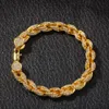 Artículos para hombres, pulsera de cadena de cuerda helada de 9mm y 8 pulgadas, oro, plata, oro rosa para hombres, joyería de Hip Hop