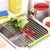 Kitchen Sink Draining Rack Dish Drainer Placemat Stainless Steel Non-slip Folding Drying Rack Holder For Bowl Fruit Vegetable Rejilla De Drenaje De Cocina