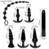 IKOKY 7PCS / SET Combinator Wibrator Butt Plug Sex Zabawki dla Kobiet Mężczyźni Clitoris Stymulator Anal Bead Plug Seks Produkty Y19062902