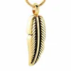 Z929 Gold Color Feather Design Rostfritt stål Kremationsmycken för husdjur Ashes Memorial Urn Keepsake Jewelery Tratt och GI2810712