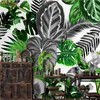 Beibehang personnalisé Photo papier peint Mural nordique minimaliste noir et blanc plante tropicale tortue feuille fond peinture murale