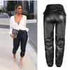 2020 printemps mode Faux cuir pantalon femmes grande taille élastique cravate taille pantalon nouveau automne épais Pu pantalon noir femme K331