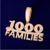 Buchstabe 1000 Familien Anhänger mit 20 mm kubanischer Kette Halskette Iced Out Kubikzircon Herren-Hip-Hop-Schmuck